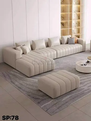 Modern Modular L-shaped Beige Sofa