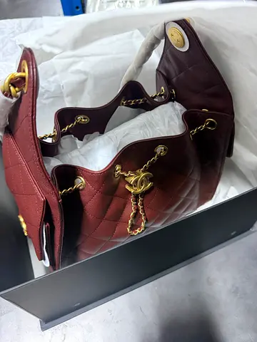 Chanel Burgundy Quilted Leather Handbag with Gold Chain