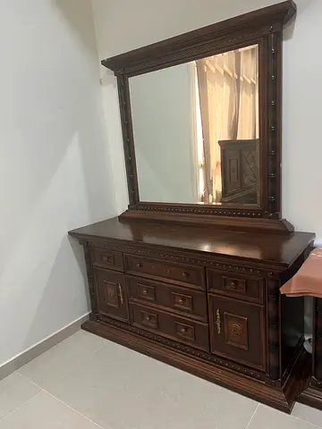 Furniture for sale: king size bed, 6 door wardrobe, two side tables and a big dressing table.