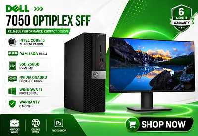 DELL OPTIPLEX 7050 SFF (FULLSET) NVIDIA QUADRO P620 2GB RAM 16GB DDR4 INTEL CORE I5 7TH GENERATION