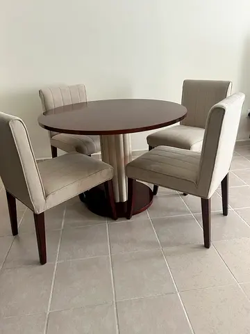 1 Round Wooden Dining Table with 4 Chairs