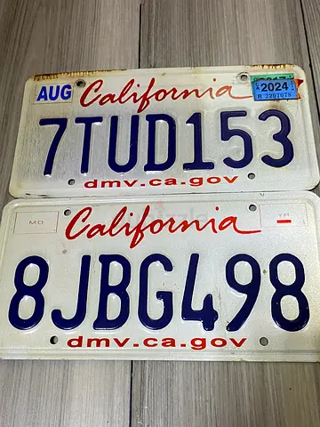 us plate number california city