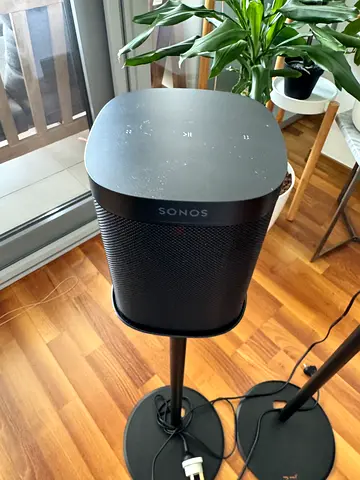 2 x Sonos One (Gen 1) smart speaker - black with Sonos specific stands perfect condition