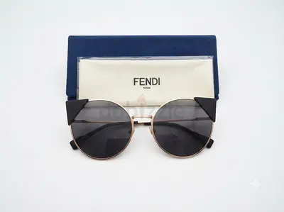 Fendi Round Cat-Eye Sunglasses with Case