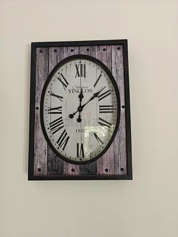Wooden Frame Wall Clock with Roman Numerals - Vintage Style