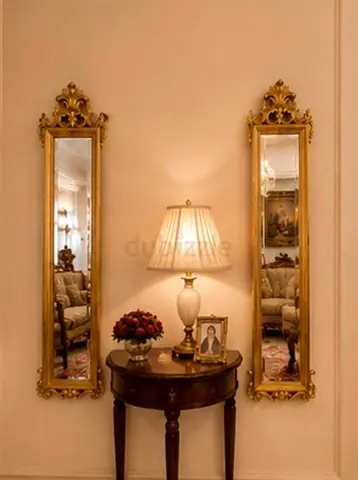 Pair of Ornate Gold Wall Mirrors (Vintage Style) - Tall Narrow