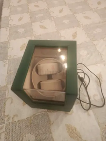 Double Watch Winder Box with PU Leather and Acrylic Window (Green)