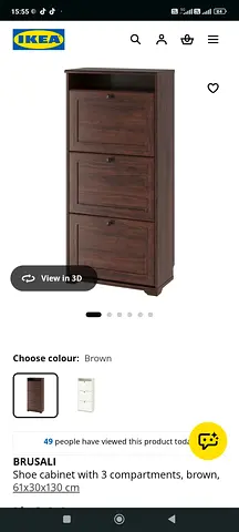 IKEA BRUSALI shoe cabinet - 3 compartments, brown