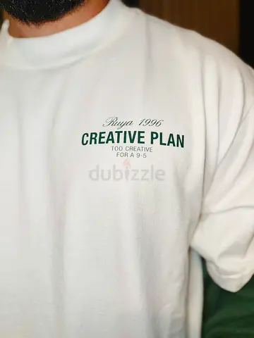 White Creative Plan Graphic T-Shirt - Mens Casual Size (approx)