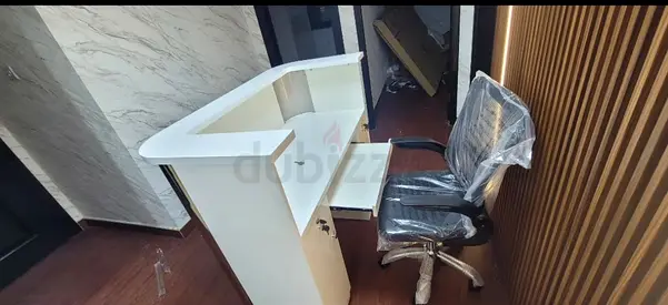 Modern White Reception Desk and Office Chair Set
