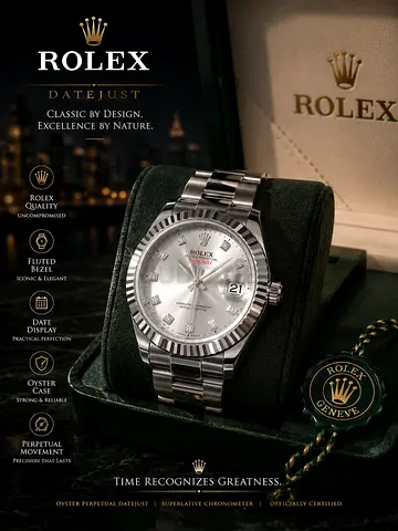 Rolex Oyster Perpetual Datejust mens stainless steel watch with silver dial