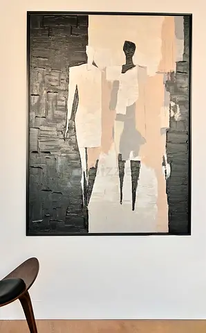 Modern Abstract Textured Painting 160x120cm of Two Figures (Framed)