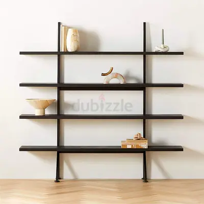 CB2 Azzurra Black Metal and Wood Bookshelf