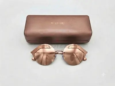 Bvlgari Rose Gold Rimless Sunglasses with Case