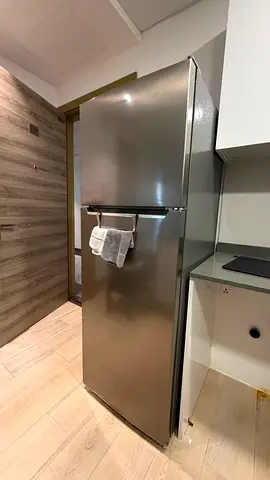 Immaculate condition stainless steel fridge-freezer, 2-door. Used less than 2 years works perfect.