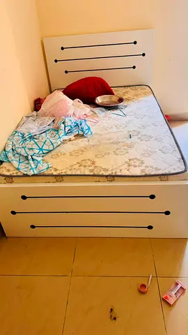 Modern White Single Bed with Mattress