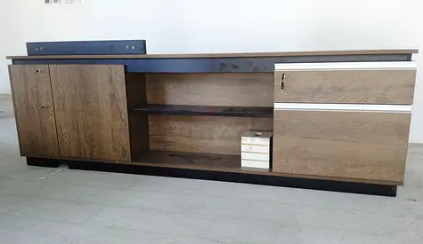 Wooden TV Entertainment Unit with Storage Drawers and Cabinets