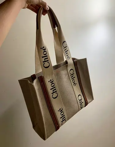 Chloé Woody Canvas Tote Bag 99%new