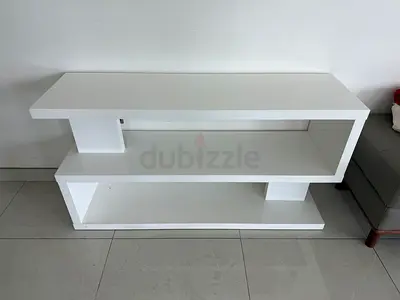 White modern bookcase / shelf / console table / TV stand - good condition