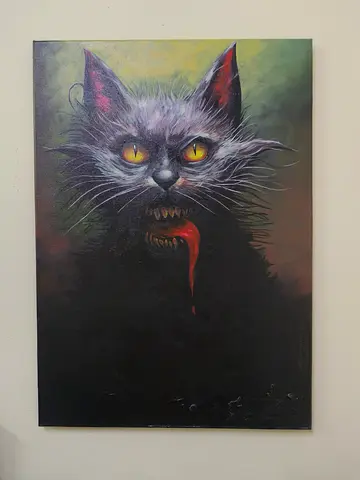 Original Dark Cat Painting on Canvas - Acrelic on canvas