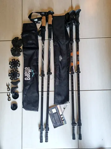 2nos Pair of adjustable trekking hiking poles with accessories and carry bags