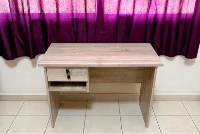 Compact wooden study desk - light oak finish