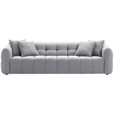Light Gray boucle tufted 4 seater sofa