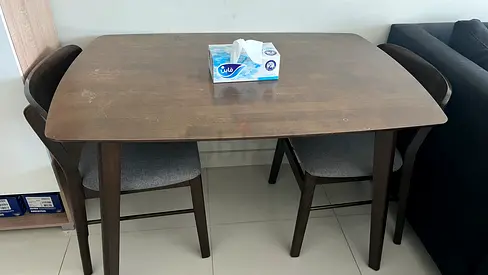 Home box Modern Wooden Dining Table with Two Chairs