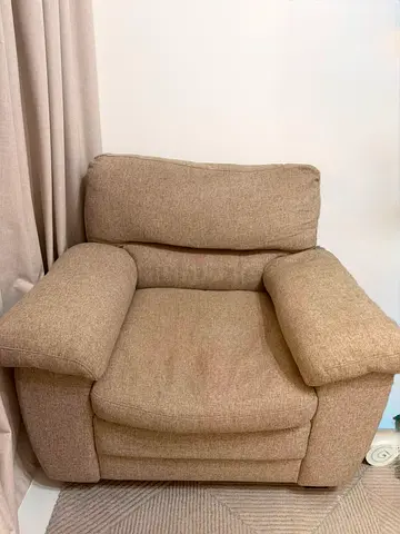 Beige Fabric Armchair - Comfortable Single Seater