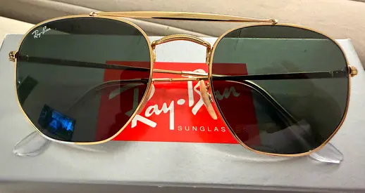 Brand new Rayban Men Marshal Hexagon Sunglasses - RB3648 001 54 - Lens Size: 54 mm - Gold/Arista