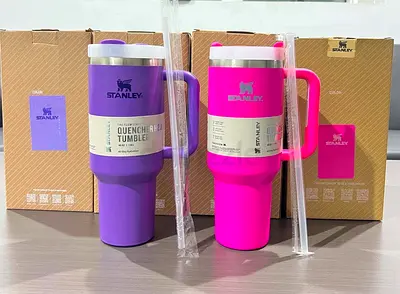 Stanley Quencher Tumbler 40oz with Handle - Pink / Purple (Set Available)
