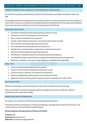 Complete Joinery Interior Fit-Out Production Package for Sale - UAE