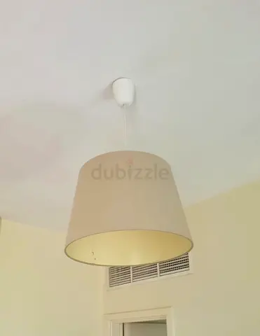 Beige Pendant Ceiling Lamp with Fabric Shade - Good Condition