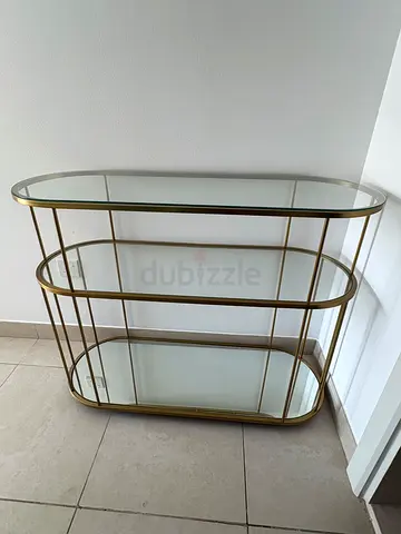 Modern Gold Finish 3-Tier Oval Shelving Unit