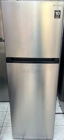 Hitachi 2-Door Top Freezer Refrigerator - Stainless Steel, Good Condition