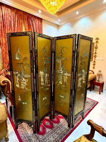 Antique-style 4-panel Asian Decorative Room Divider/Screen