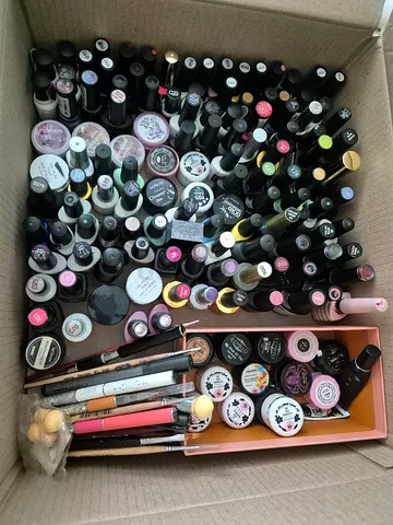 Large collection of new and lightly used gel polishes, gels and manicure tools
