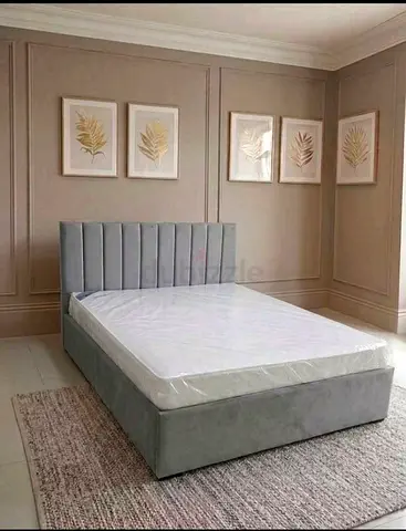 Single Upholstered Bed with Padded Headboard and Mattress