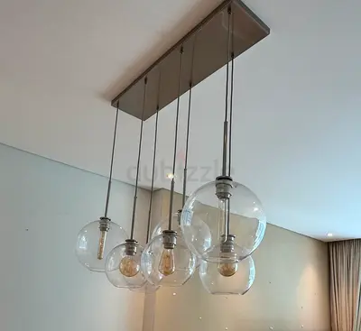 West Elm  6-Light Glass Globe Pendant Chandelier
