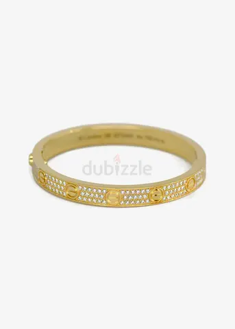 Cartier Diamond Pave 18K Yellow Gold Love Bracelet Size 16
