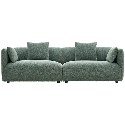 Greenish gray boucle 3 seater sofa