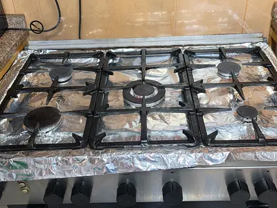 Used 5-Burner Gas Stove Cooktop - Stainless Steel and gas cylinder