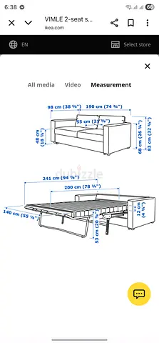 Ikea vimle two seater sofa bed with mattress