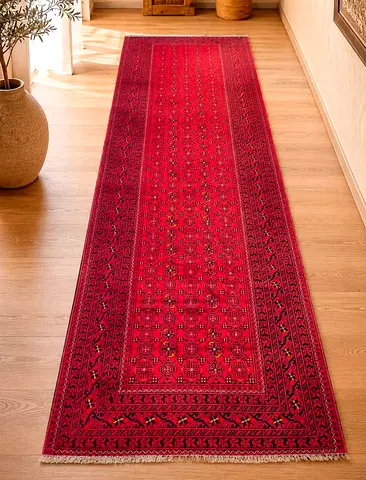 Red Persian-style Runner Rug - Long Hallway Carpet, Excellent 90 x350 cm