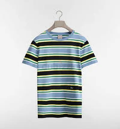 Christian Dior Casual Short-Sleeve Striped T-Shirt - Blue/Black/Green, Size XS