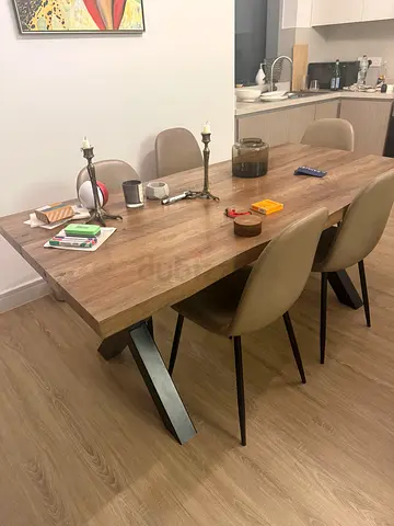 Wooden Dining Table with 6 Chairs