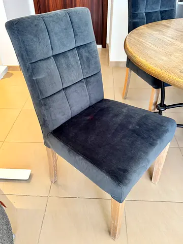 Dark Blue/Gray Velvet Dining Chairs | Set of 4 | The One | Perfect Condition