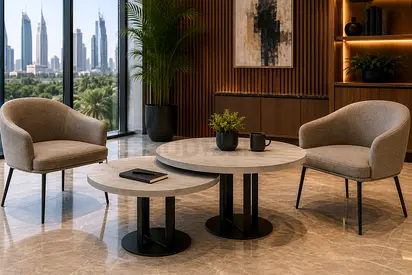 Modern Round Meeting Table Set Dubai | 2 Piece Office Table Set UAE  Description