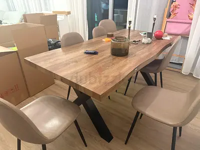 Wooden Dining Table with 6 Chairs