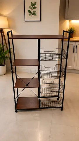 Multi Purpose Kitchen Storage Rack with Shelves and Wire Baskets